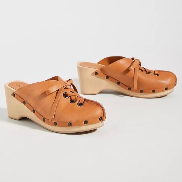 Anthropologie Kelsi Dagger Brooklyn Lace-Up Clogs Size 10 - Picture 1 of 12